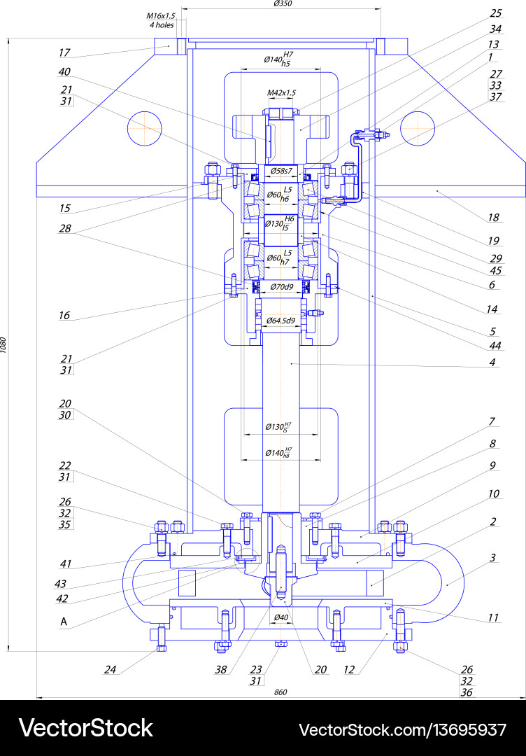 Mechanical Component Blueprint Vector Image
