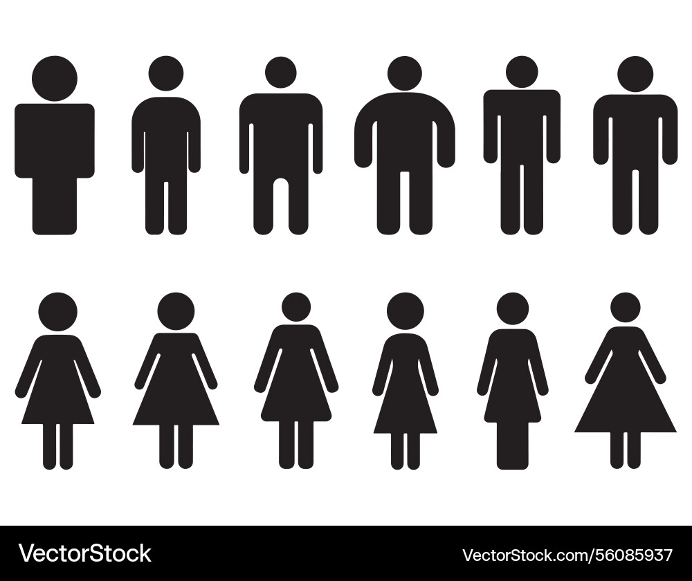 Men women icons silhouette Royalty Free Vector Image