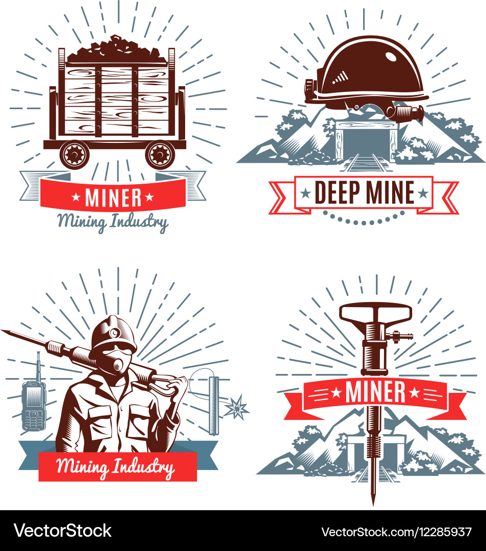 Mining emblems and design elements vector image