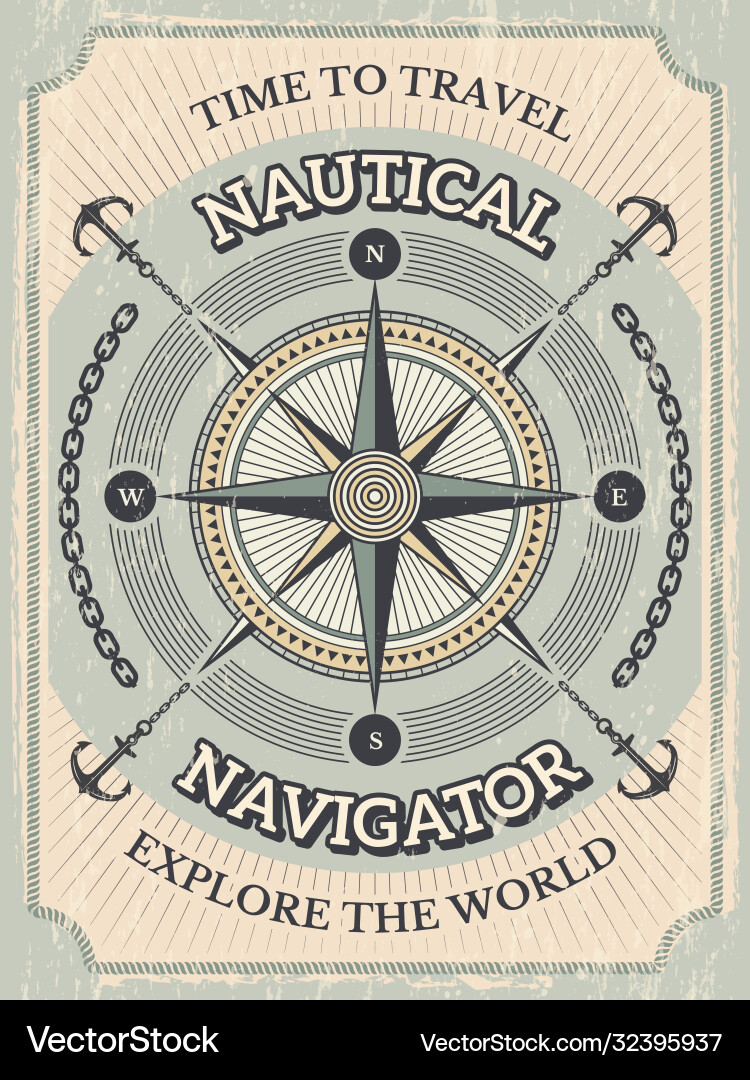 Nautische Poster wind rose und stilisiert marine Nautische Poster wind rose und stilisiert marine vektorbild