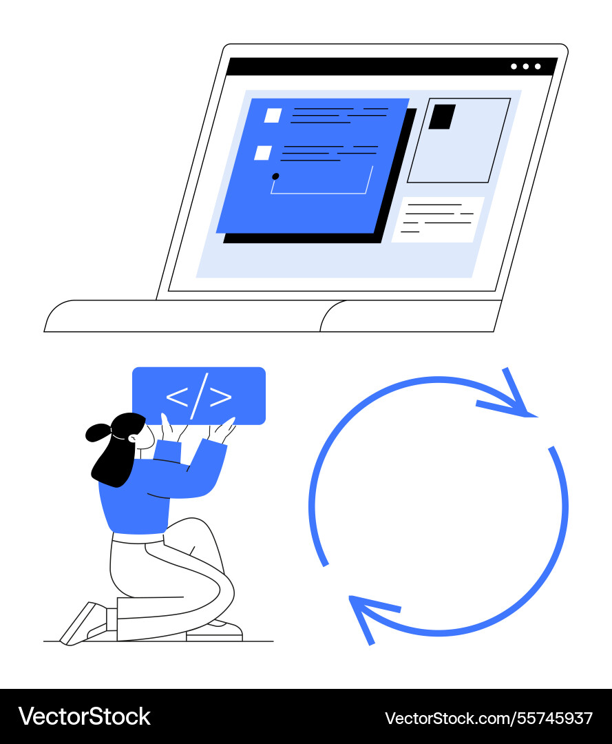 Softwareentwicklungs-Workflow mit Code-Update Softwareentwicklungs-Workflow mit Code-Update vektorbild