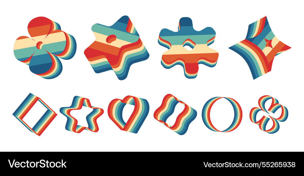 Abstract 3d shapes in retro style Abstract 3d shapes in retro style vector image
