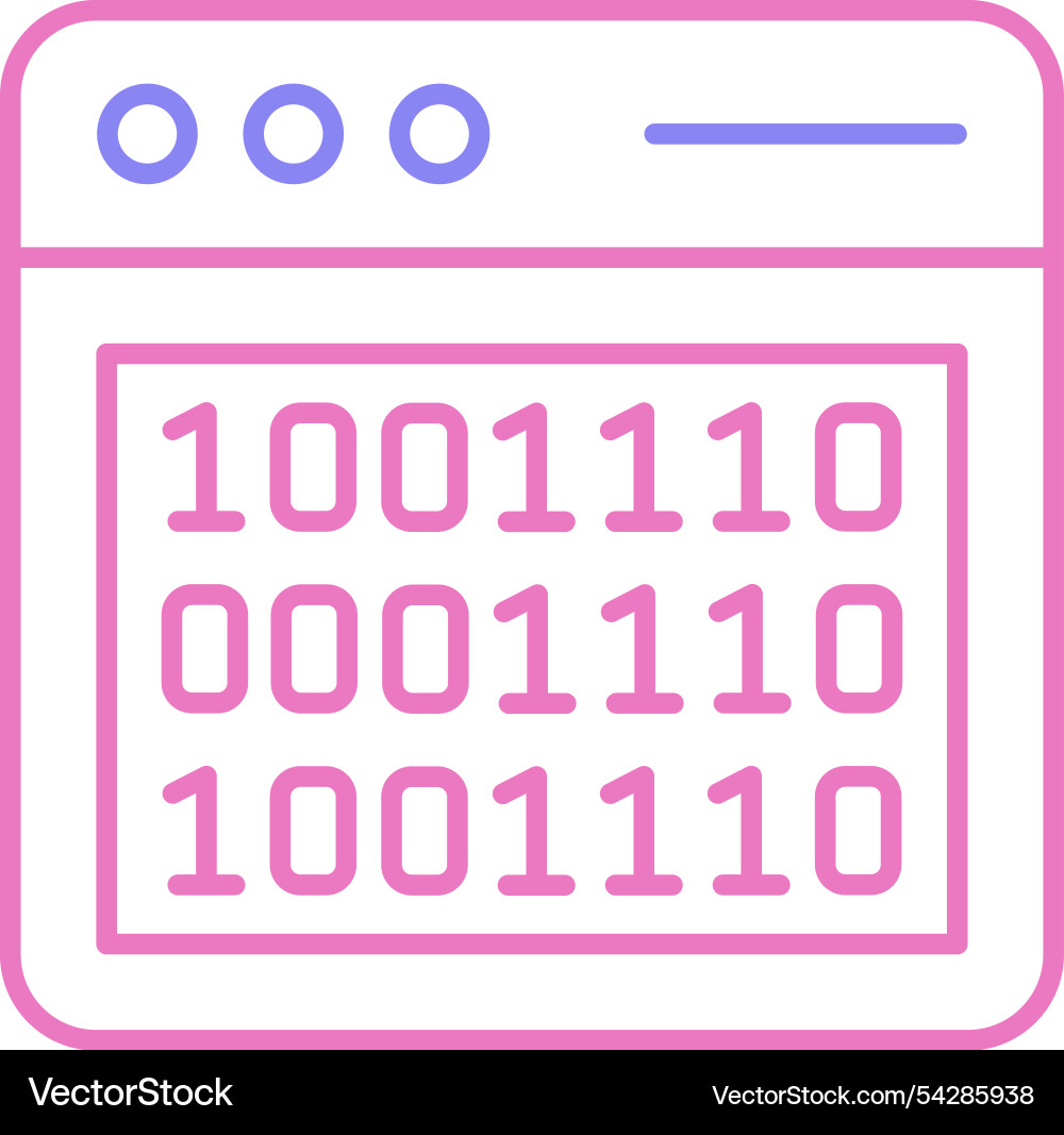 Binary code line two colour icon vector image