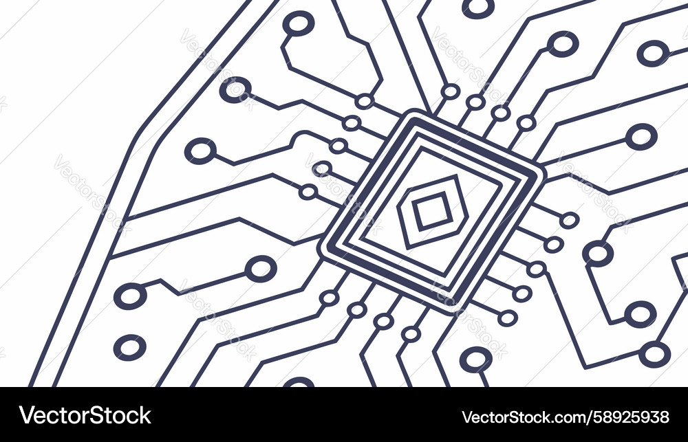 Central processing unit on a circuit board design Vector Image