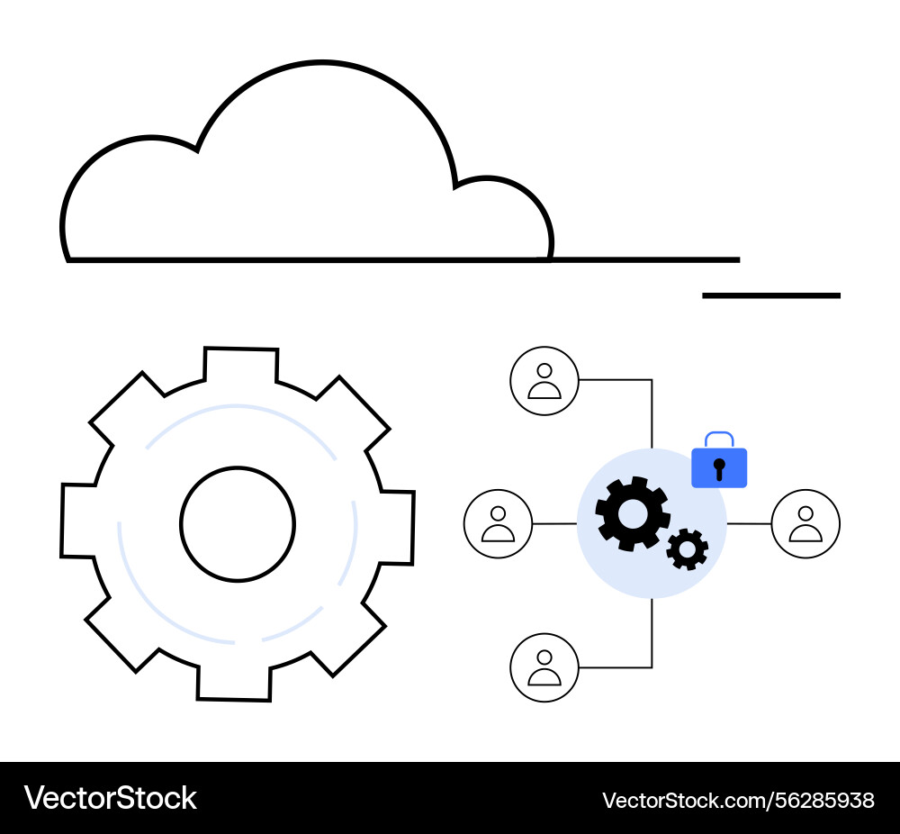 Cloud technology with secure data sharing Cloud technology with secure data sharing Vector Image