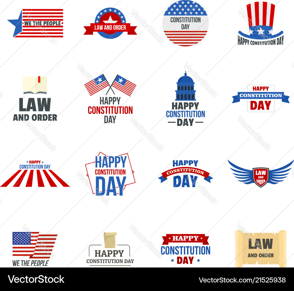 Constitution day usa logo icons set flat style Constitution day usa logo icons set flat style vector image