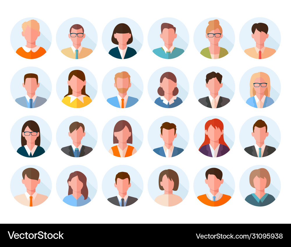 Diverse Head Avatars - Character Set vector image