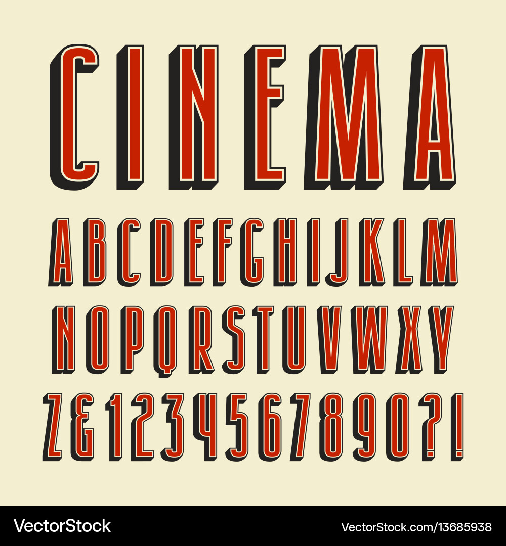 Dynamic Volume Font - Retro Style vector image