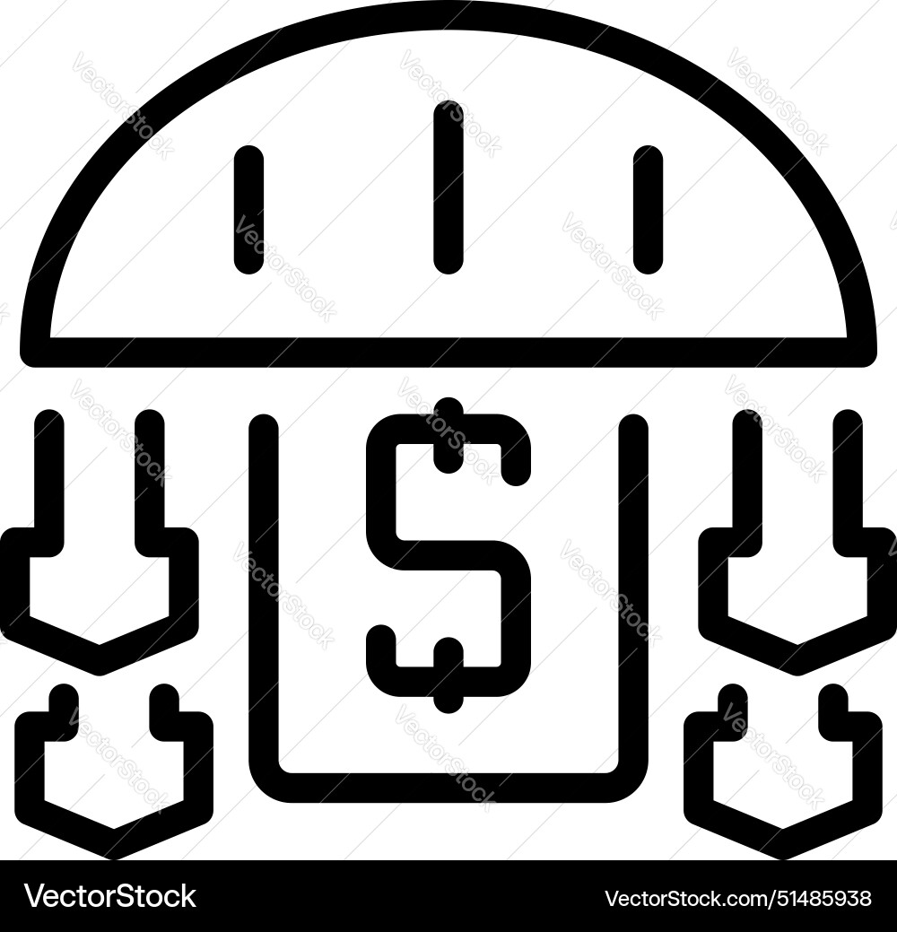 Investment protection icon with dollar sign Investment protection icon with dollar sign vector image