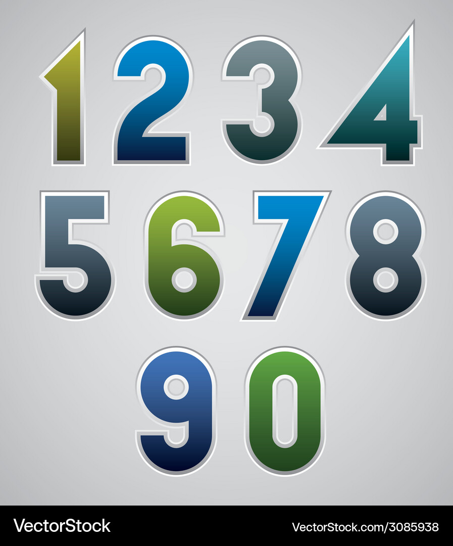 Numbers bold numerals made in web buttons style Vector Image