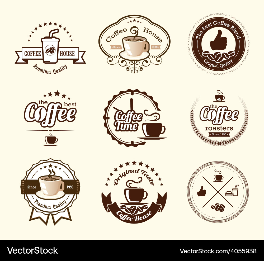 Retro Coffee Badges & Labels Set Vector Image