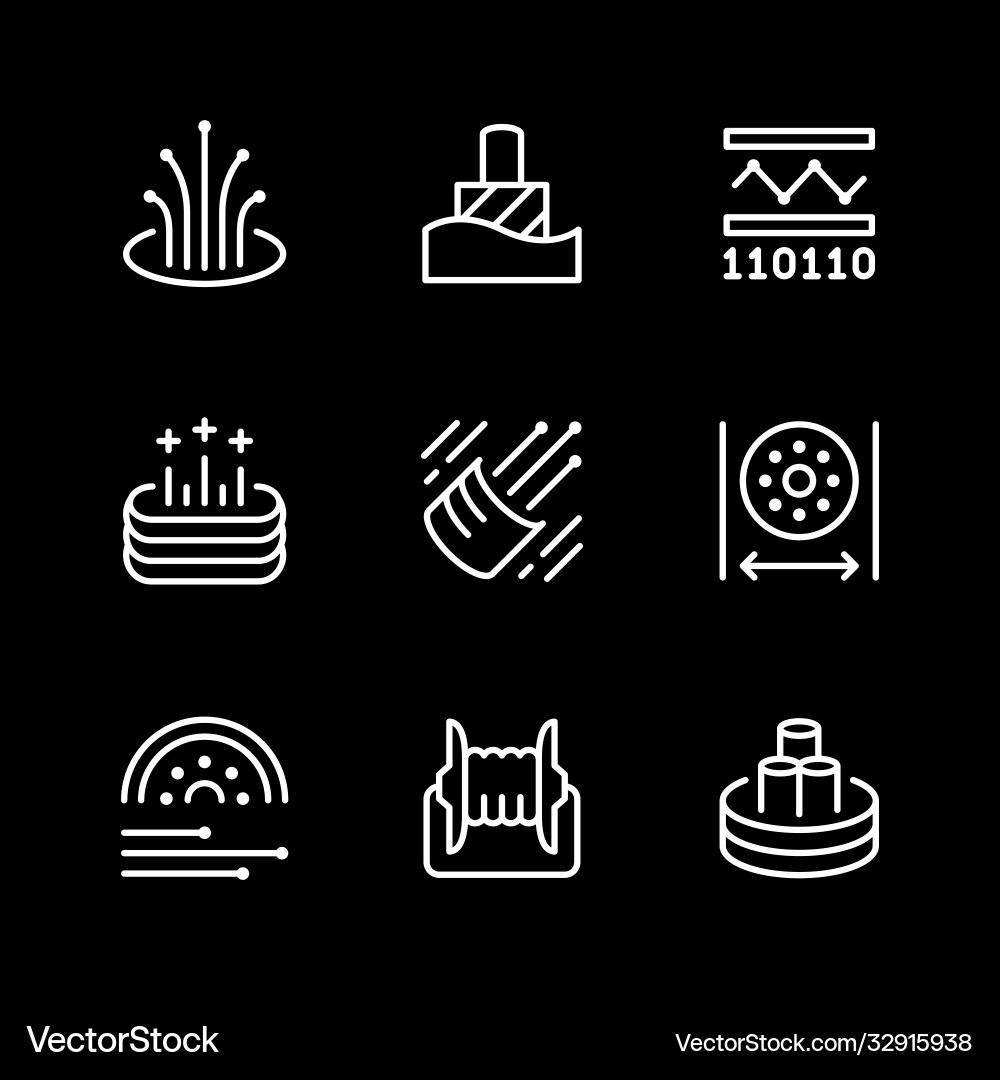 Set line icons optical fiber Set line icons optical fiber vector image