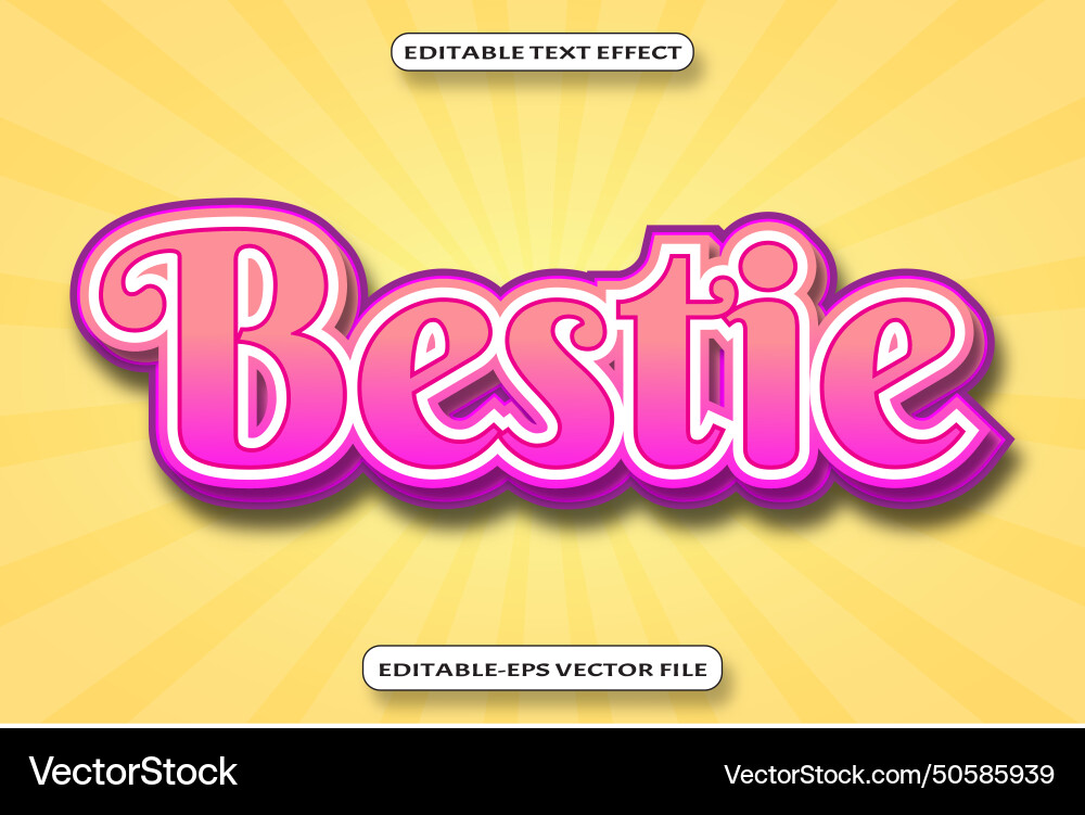 Bestie editable text effect 3 d gradient style Bestie editable text effect 3 d gradient style Vector Image