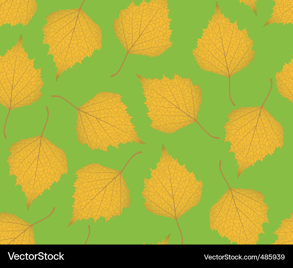 Leaf Pattern on Green Background vector image