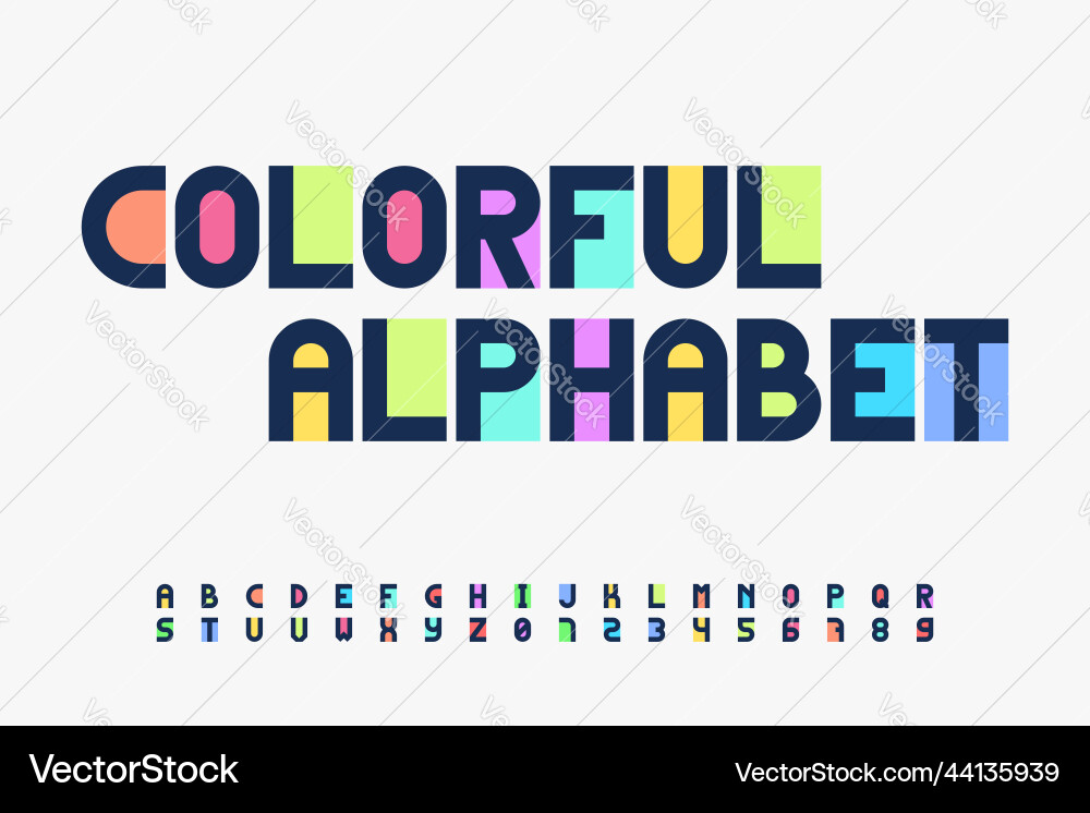 Modern flat design colorful alphabet with digits vector image