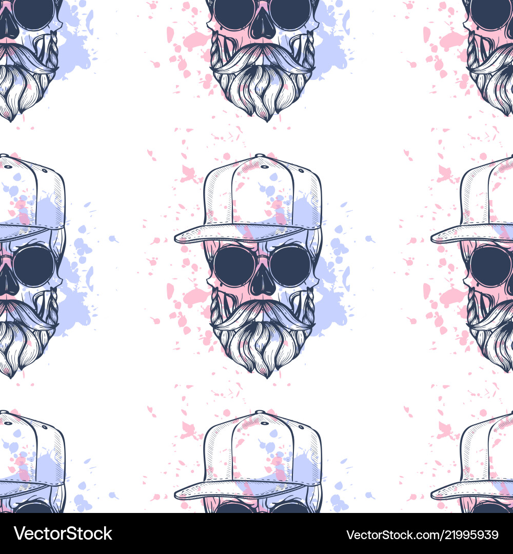 Seamless color pattern with skull vector image