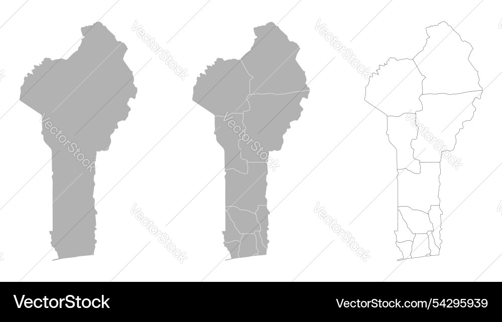 Set of benin maps with main map and regional Vector Image