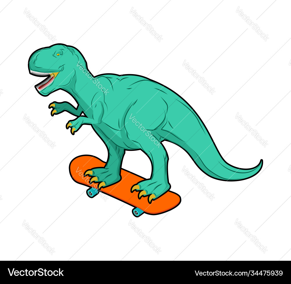 Tyrannosaurus on skateboard dino skateboarder t Tyrannosaurus on skateboard dino skateboarder t vector image