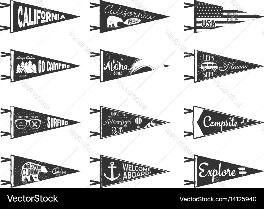 Adventure Pennant Flags Set vector image