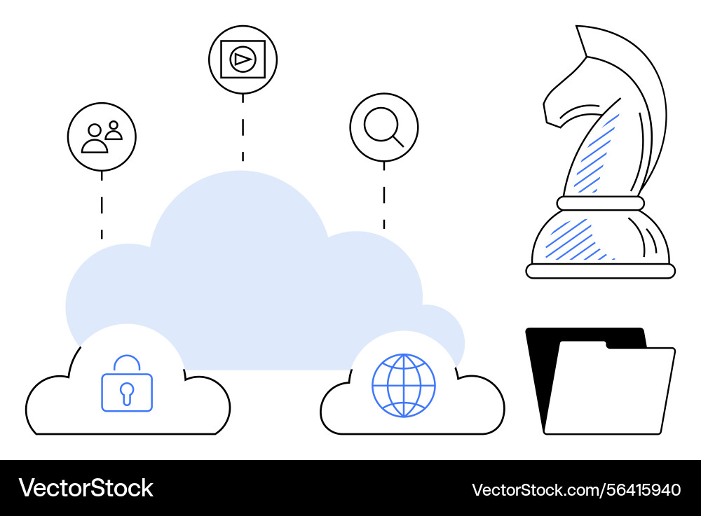Cloud computing with security global access Cloud computing with security global access vector image