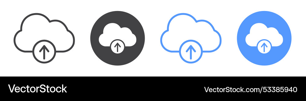 Cloud upload icon flat line symbol set Cloud upload icon flat line symbol set vector image