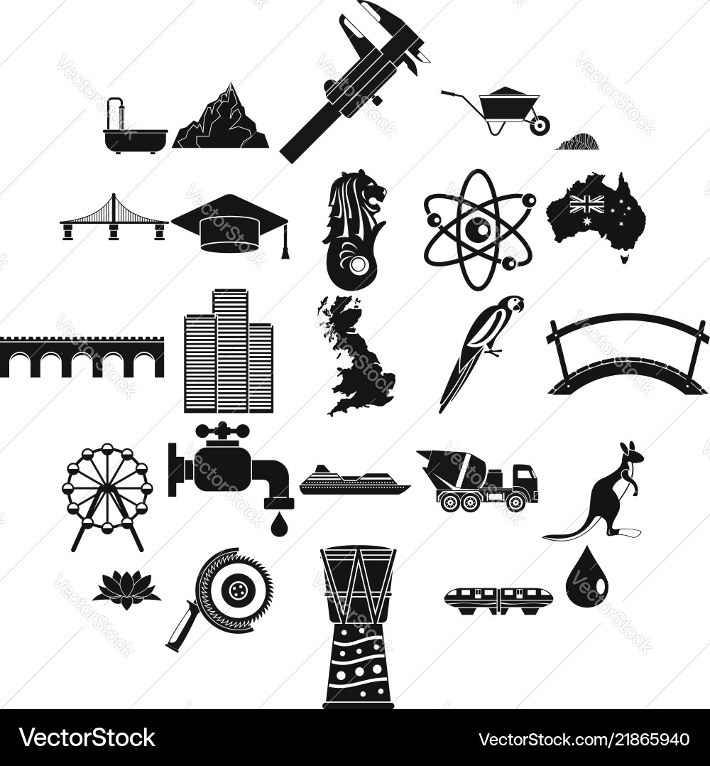 Crossing icons set simple style Crossing icons set simple style Vector Image