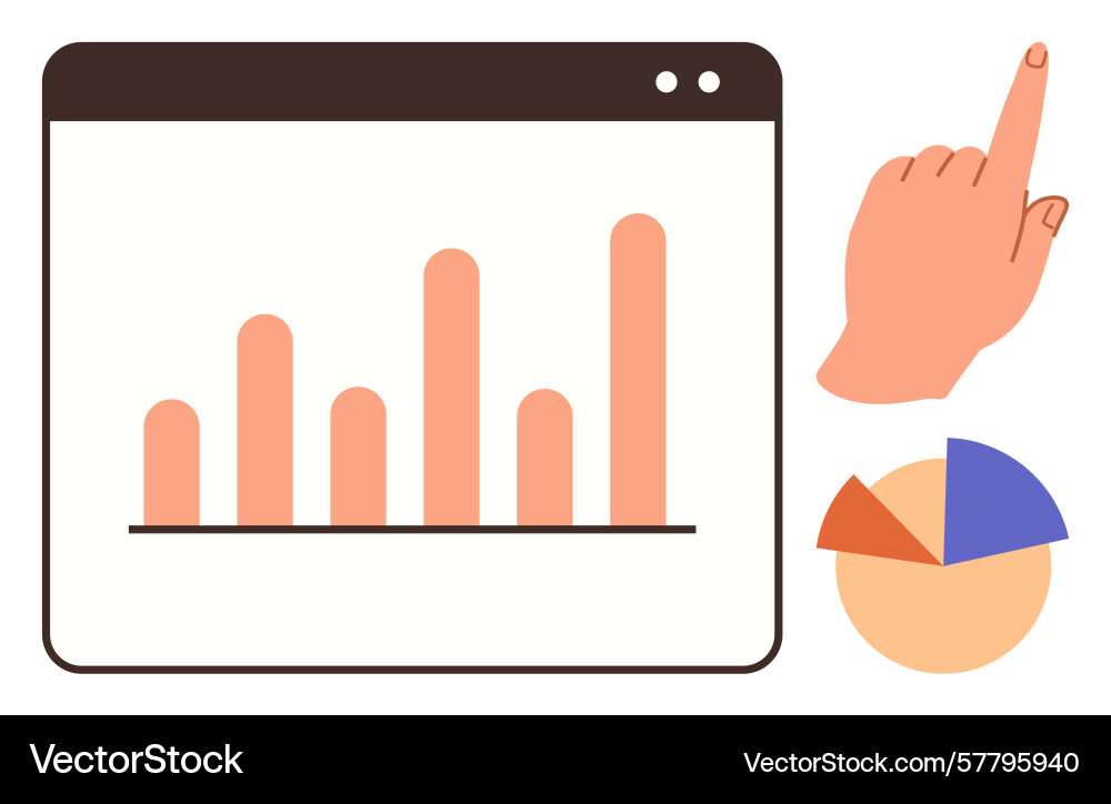 Data analysis with bar graphs and pie charts using Data analysis with bar graphs and pie charts using vector image