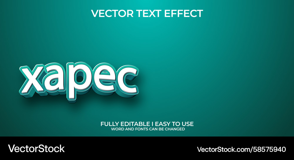 Editable 3d text effect Vector Image