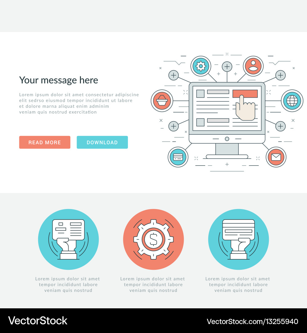 Flat line business concept web site header vector image