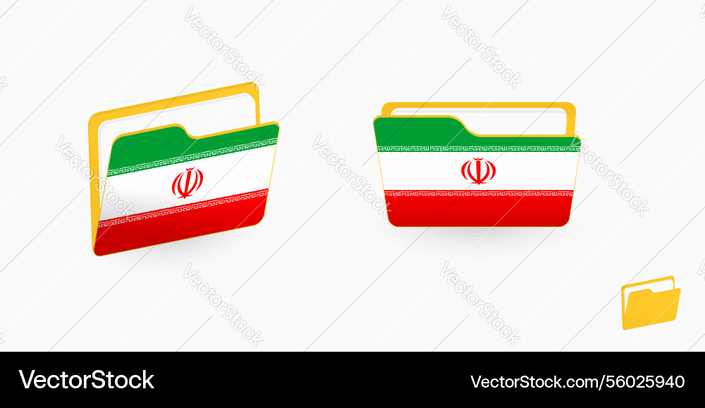 Iran flag on two type of folder icon Vector Image