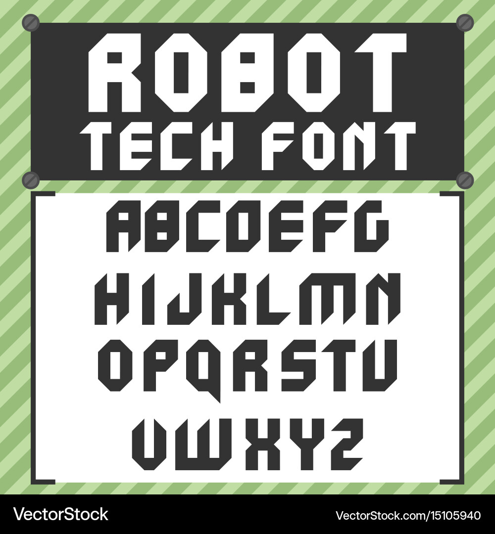 Robotic font in flat style vector image