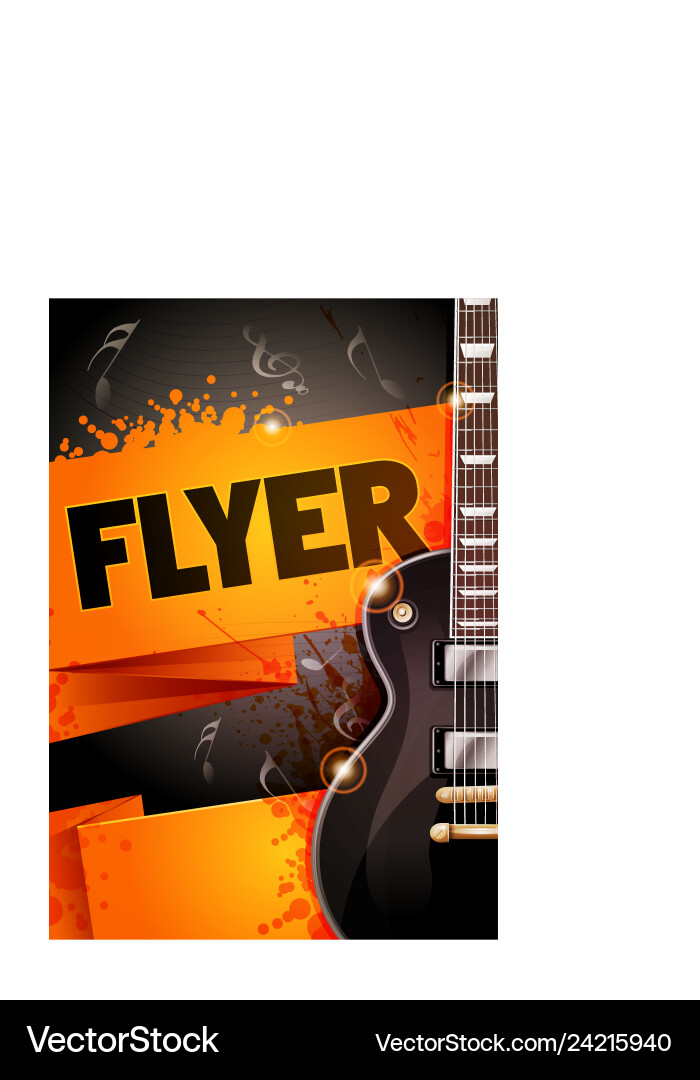 Rock Festival Flyer Design mit schwarzer Gitarre Rock Festival Flyer Design mit schwarzer Gitarre vektorbild