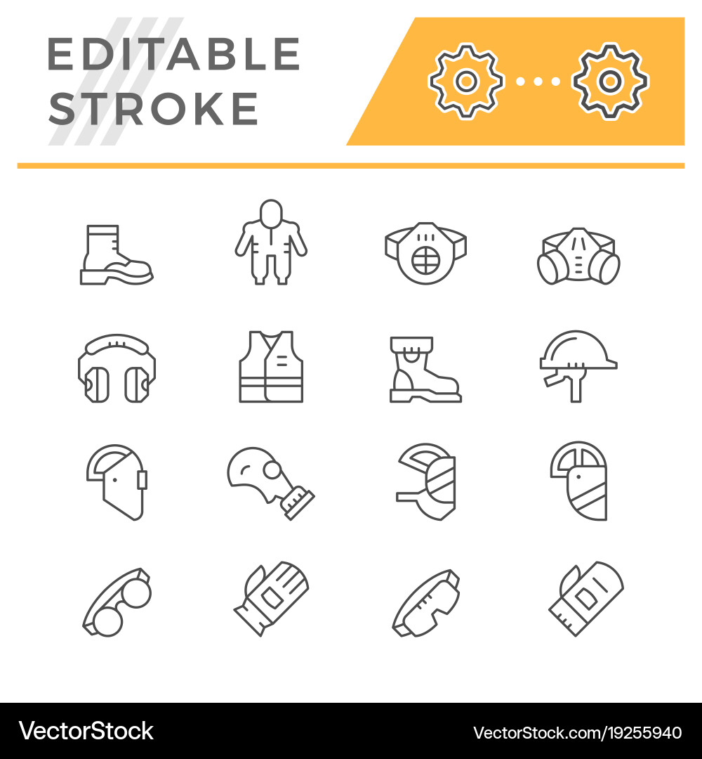 Safety Equipment Icons - Line Art Vector Image
