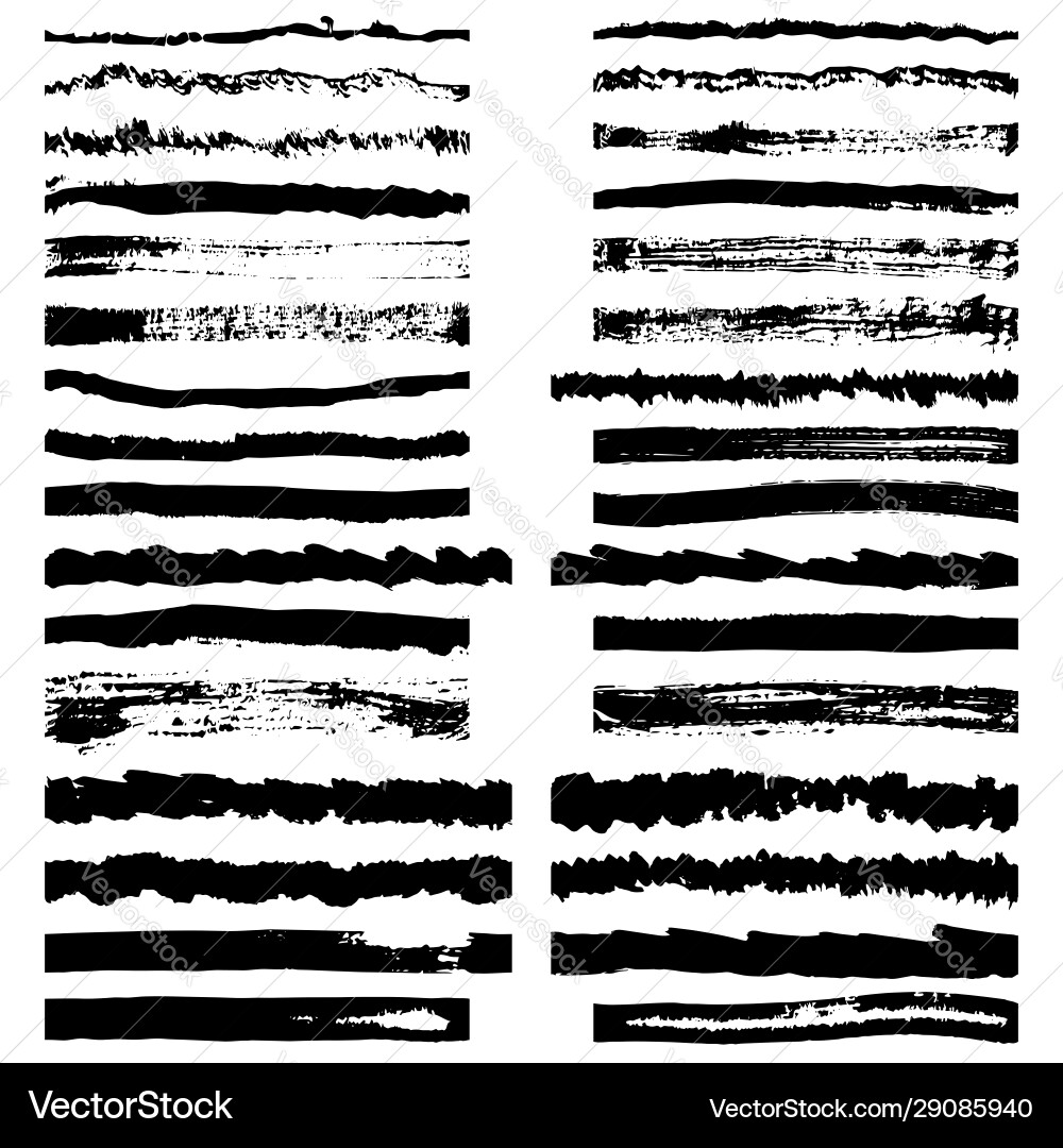 Set ink drawn black rough brushes on a white Set ink drawn black rough brushes on a white vector image