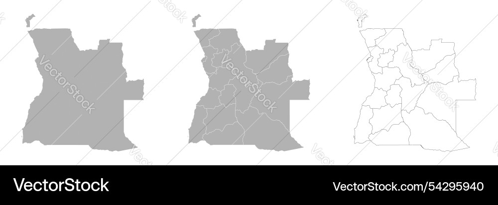 Set of angola maps with main map and regional vector image