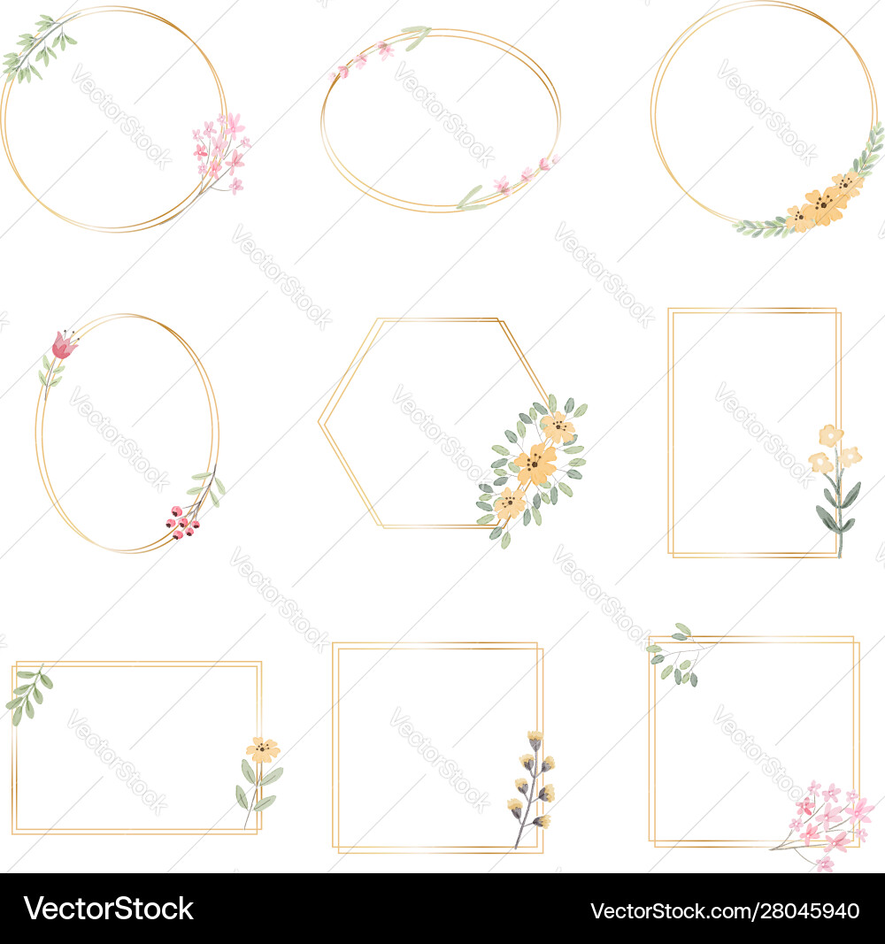 Watercolor Floral Wreath Vector Image