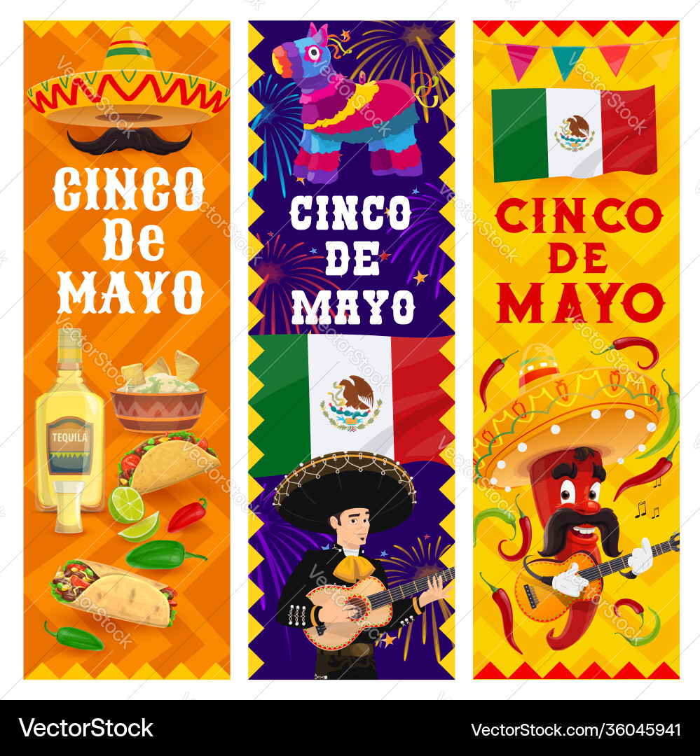 Cinco de mayo mexican fiesta holiday banners Cinco de mayo mexican fiesta holiday banners vector image