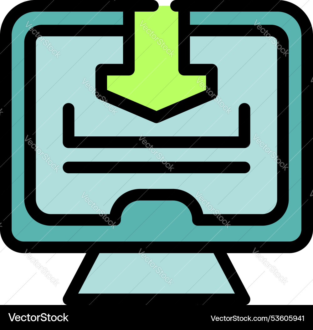 Computer displaying a downloading file Computer displaying a downloading file vector image