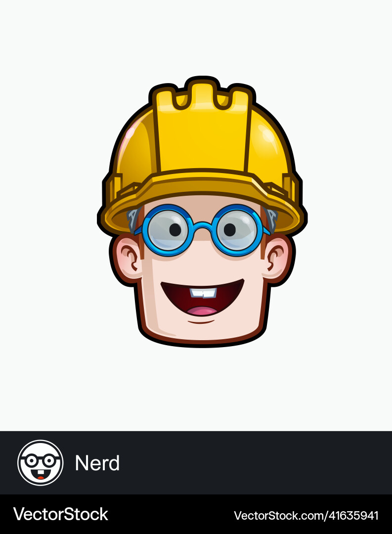 Construction Worker Face - Nerd Expression Vector Image