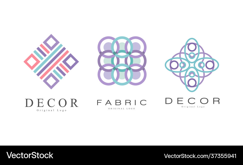 Decor logo design set textile business Decor logo design set textile business vector image