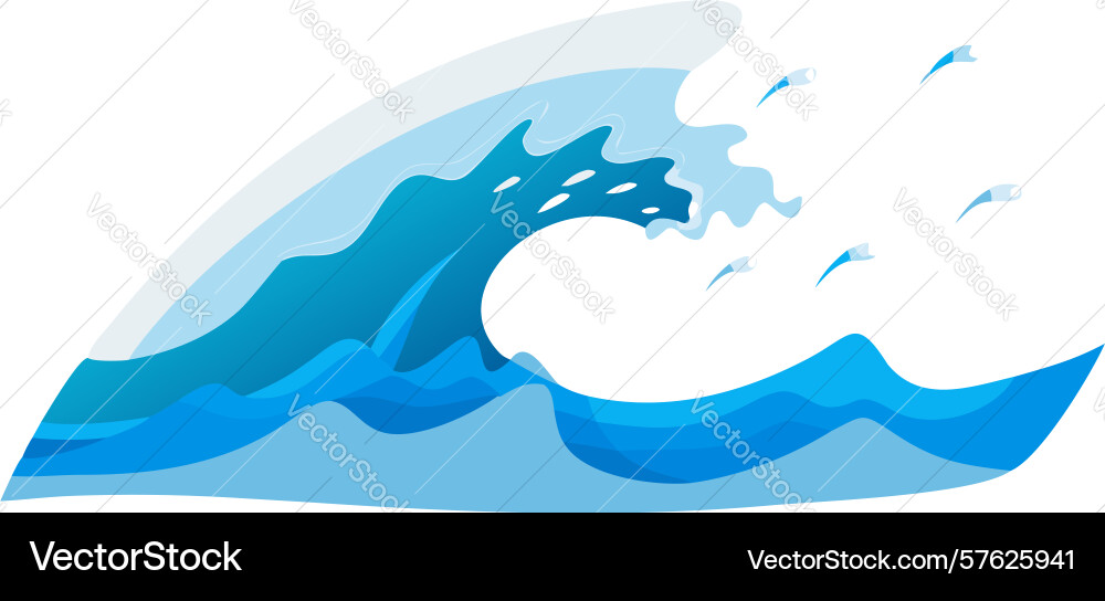 Powerful ocean wave abstract design generative ai Vector Image