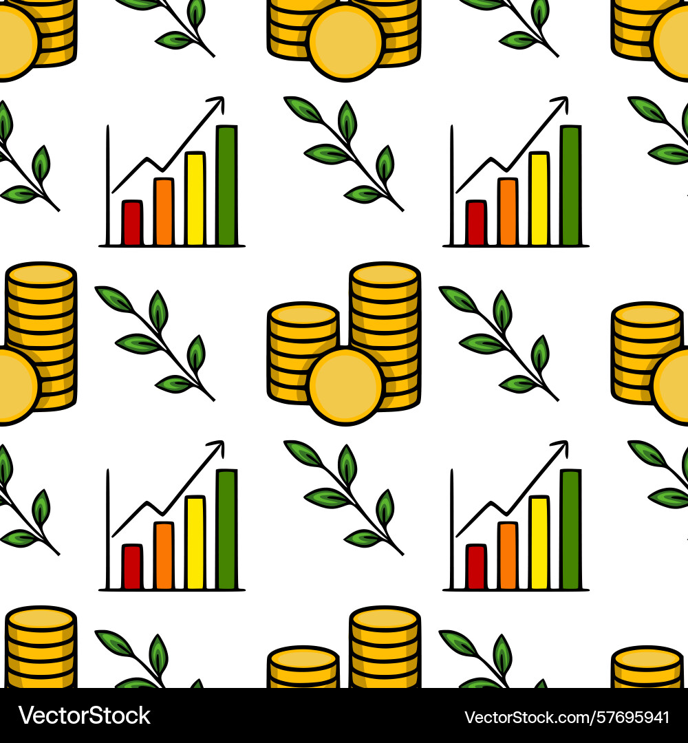 Seamless pattern with stacks of gold coins Seamless pattern with stacks of gold coins Vector Image