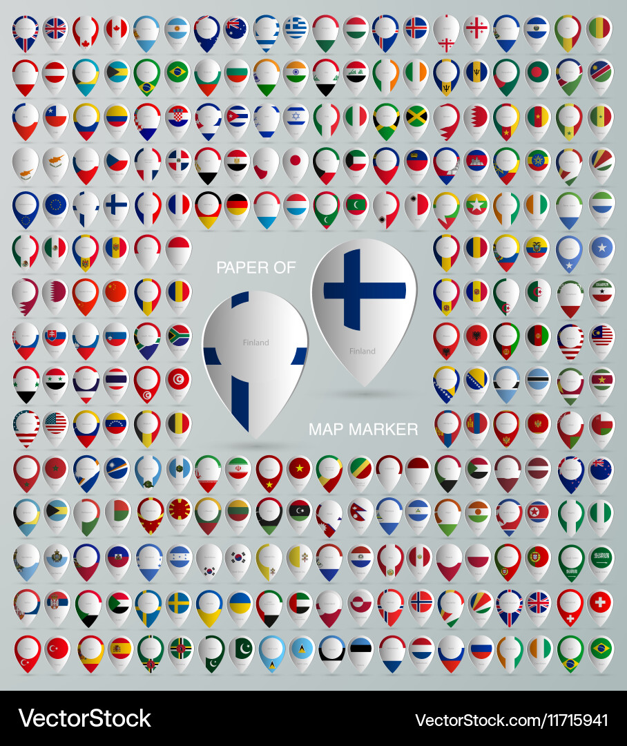 Set of paper map marker in two types Vector Image