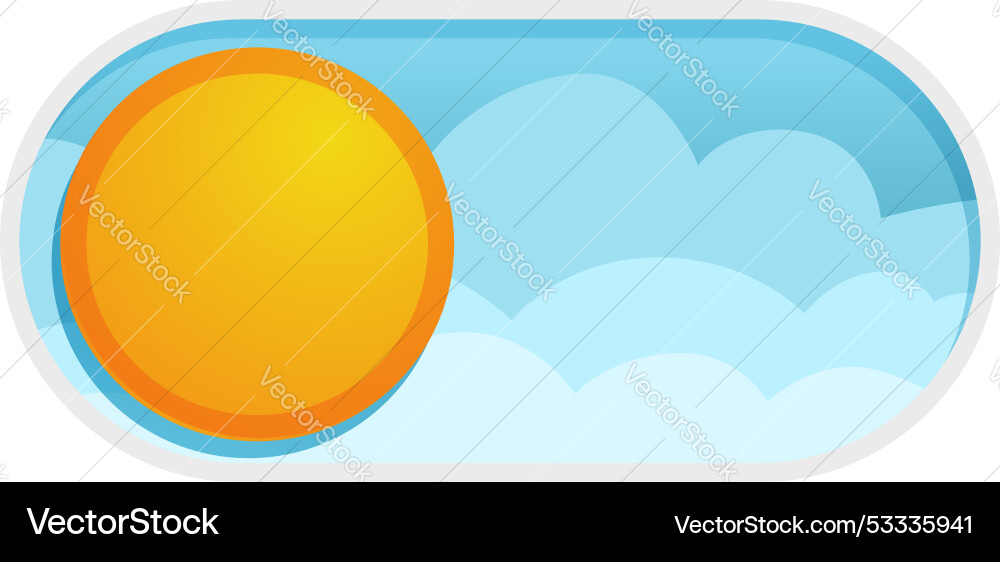 Sun shining through clouds on off switch button Sun shining through clouds on off switch button vector image
