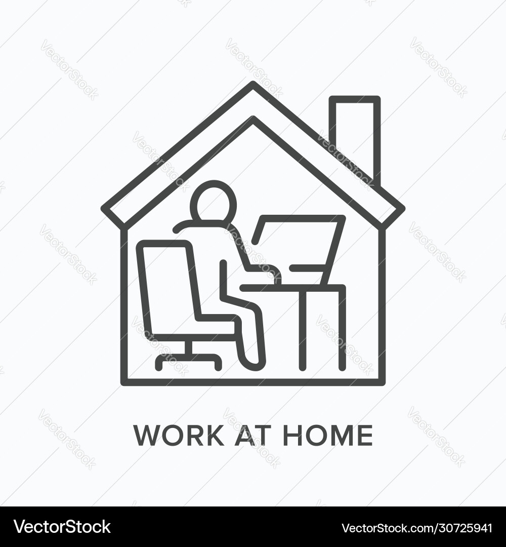 Working From Home Line Icon vector image