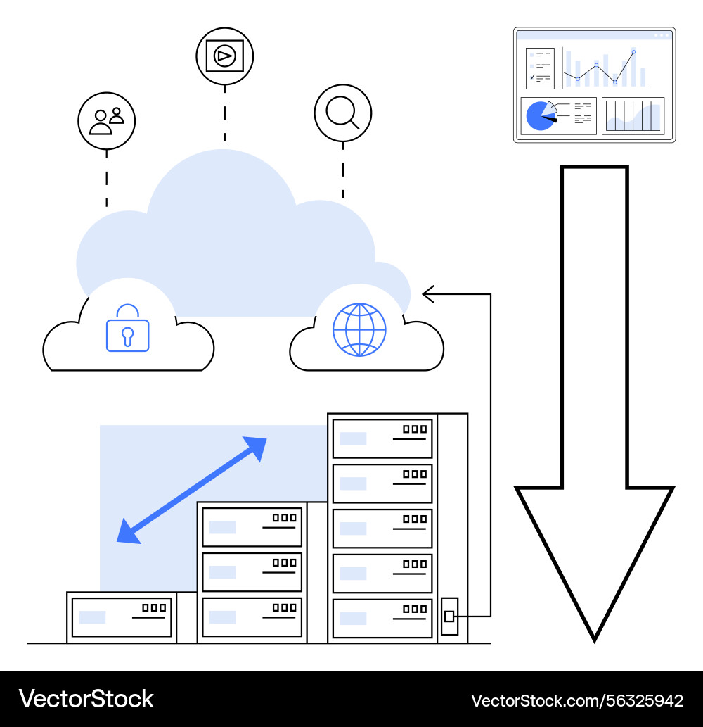 Cloud Data Management & Scalability vector image