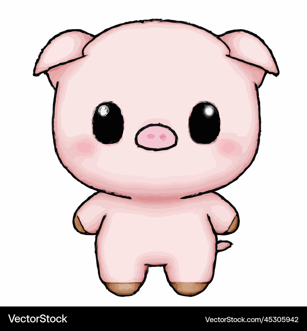 Cute pig kawaii chibi drawing style vector image