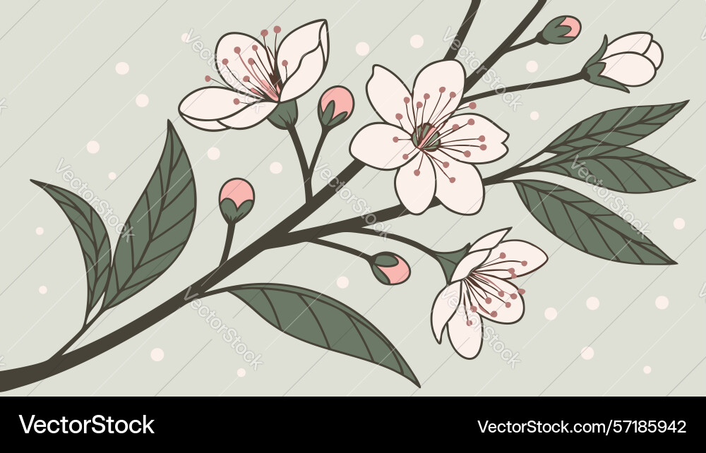 Delicate cherry blossom twig design generative ai Vector Image