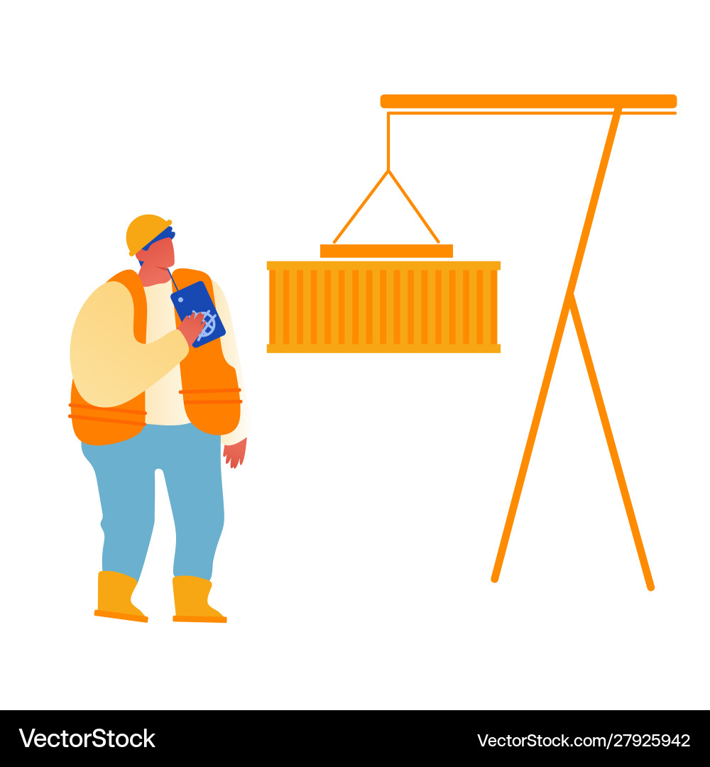 Freight forwarder working on container terminal Freight forwarder working on container terminal vector image