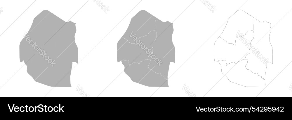 Set of swaziland maps with main map and regional Set of swaziland maps with main map and regional vector image
